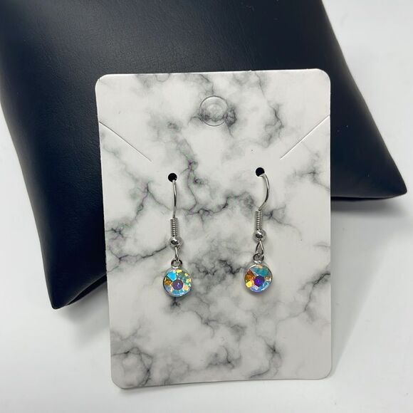 Iridescent Rhinestone Drop Earrings  - Picture 7 of 7